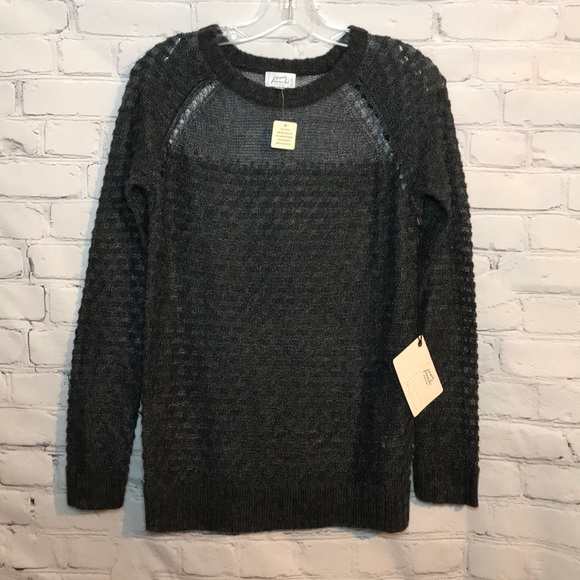 Frenchi Sweaters - NWT Original Frenchi Gray Knit Sheer Wool Sweater